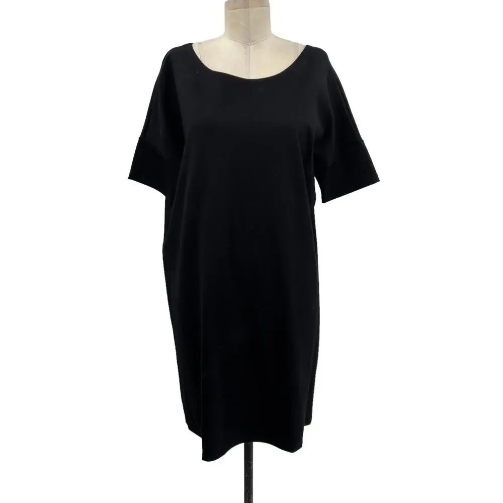 HATCH Black‎ Short Sleeve Scoop Neck Ponte T-Shirt Dress Size 1 Small Maternity